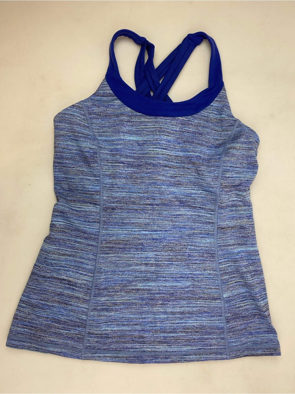 Lululemon Blue Heather Cross Back Tank Size 10 Built In Bra